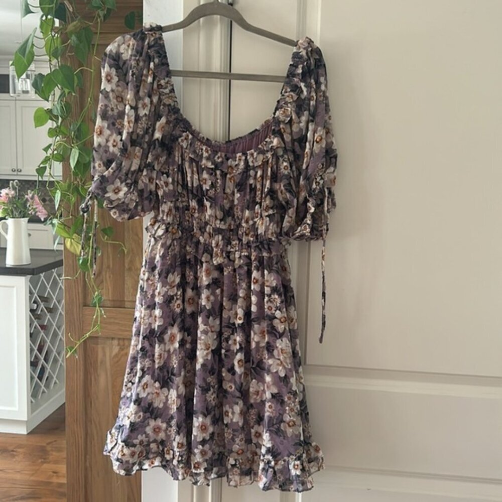 ANTHROPOLOGIE X EN SAISON purple floral peasant sleeve dress small - Picture 13 of 13